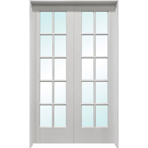 4'0": 6'8" Tall 10-Lite French Primed Pine Interior Prehung Double Wood Door Unit 4'0": 6'8" Tall 10-Lite French Primed Pine Interior Prehung Double Wood Door Unit