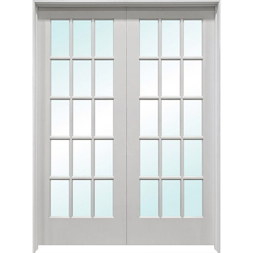 5'0": 6'8" Tall 15-Lite French Primed Pine Interior Prehung Double Wood Door Unit 5'0": 6'8" Tall 15-Lite French Primed Pine Interior Prehung Double Wood Door Unit