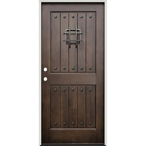 Rustic Speakeasy Espresso Mahogany Prehung Wood Door Unit #EM320