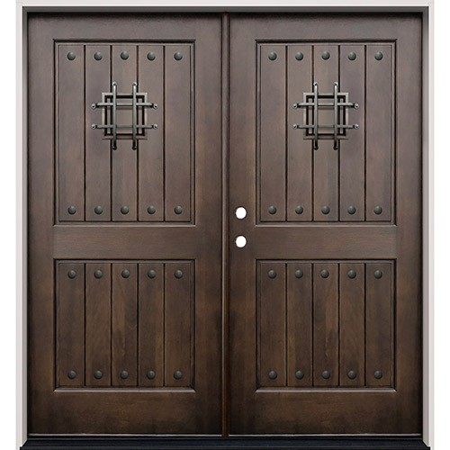 Rustic Speakeasy Espresso Mahogany Prehung Wood Double Door Unit #EM320 Rustic Speakeasy Espresso Mahogany Prehung Wood Double Door Unit #EM320