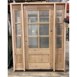 #Z012402 6/8 6-Lite TDL Knotty Alder Wood Door with Sidelites