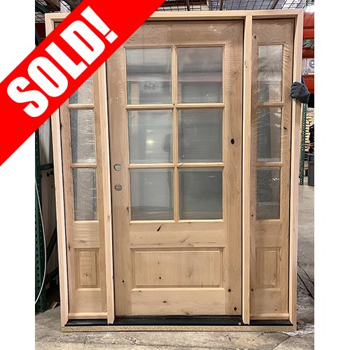 #Z012402 6/8 6-Lite TDL Knotty Alder Wood Door with Sidelites #Z012402 6/8 6-Lite TDL Knotty Alder Wood Door with Sidelites