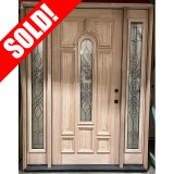 #Z082303 Mahogany Center Arch Wood Door Unit with Sidelites