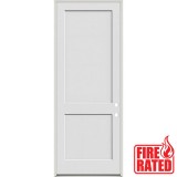 Fire Rated 8'0" Tall 2-Panel Shaker Primed Interior Prehung Wood Door Unit