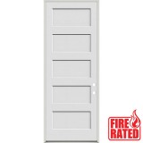 Fire Rated 8'0" Tall 5-Panel Shaker Primed Interior Prehung Wood Door Unit