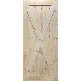 7'0" Tall X-Bar V-Grooved Knotty Pine Barn Door Slab