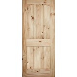 7'0" Tall 2-Panel Arch V-Grooved Knotty Pine Barn Door Slab