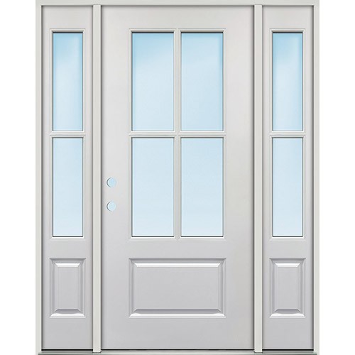 4-Lite Clear Low-E Fiberglass Prehung Door Unit with Sidelites #5204