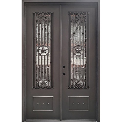 62" x 97" Lone Star Iron Prehung Double Door Unit