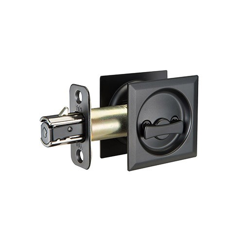 Pocket Door Lock Square Privacy Flat Black